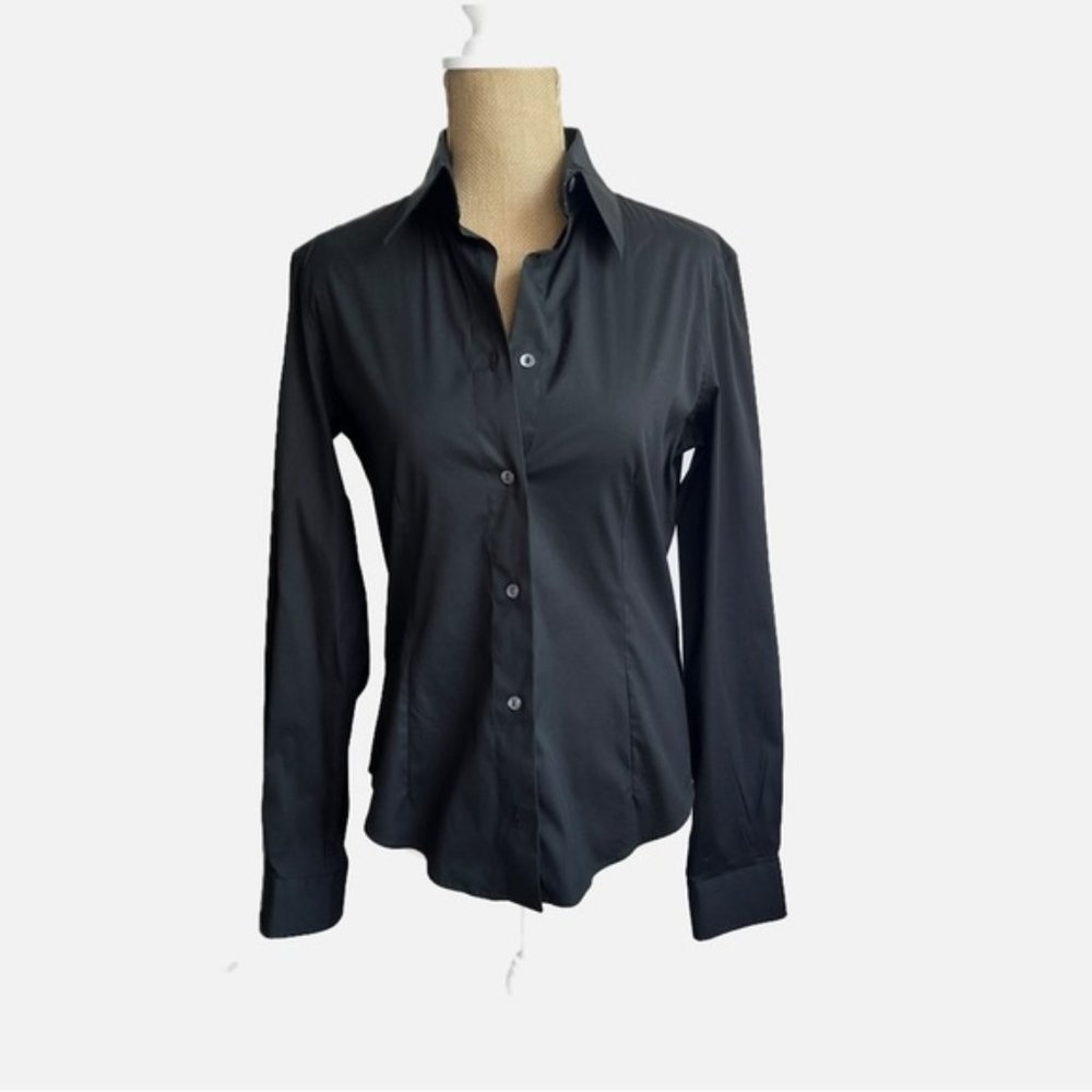 Authentic Dolce & Gabbana Black Collared Cotton Blend Button Shirt Top Size 44